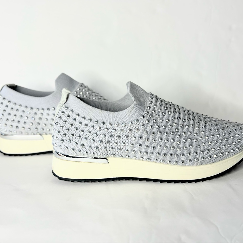 (Accepting counter offer)

Crystal Embellished Slip On Sneakers Gray with Studs
